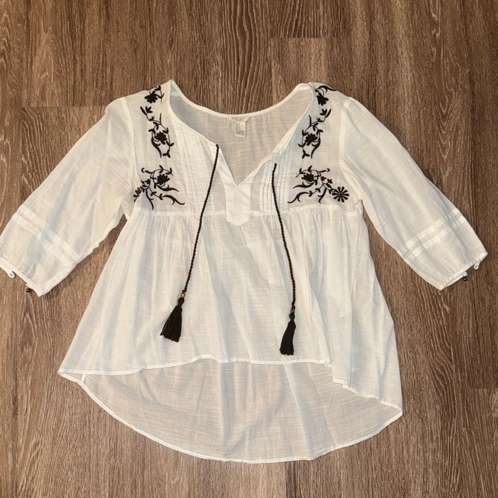 White Embroidered Women's Top